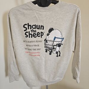 Shaun the Sheep Aardman Animations Embroidered Graphic Sweatshirt Grey Medium